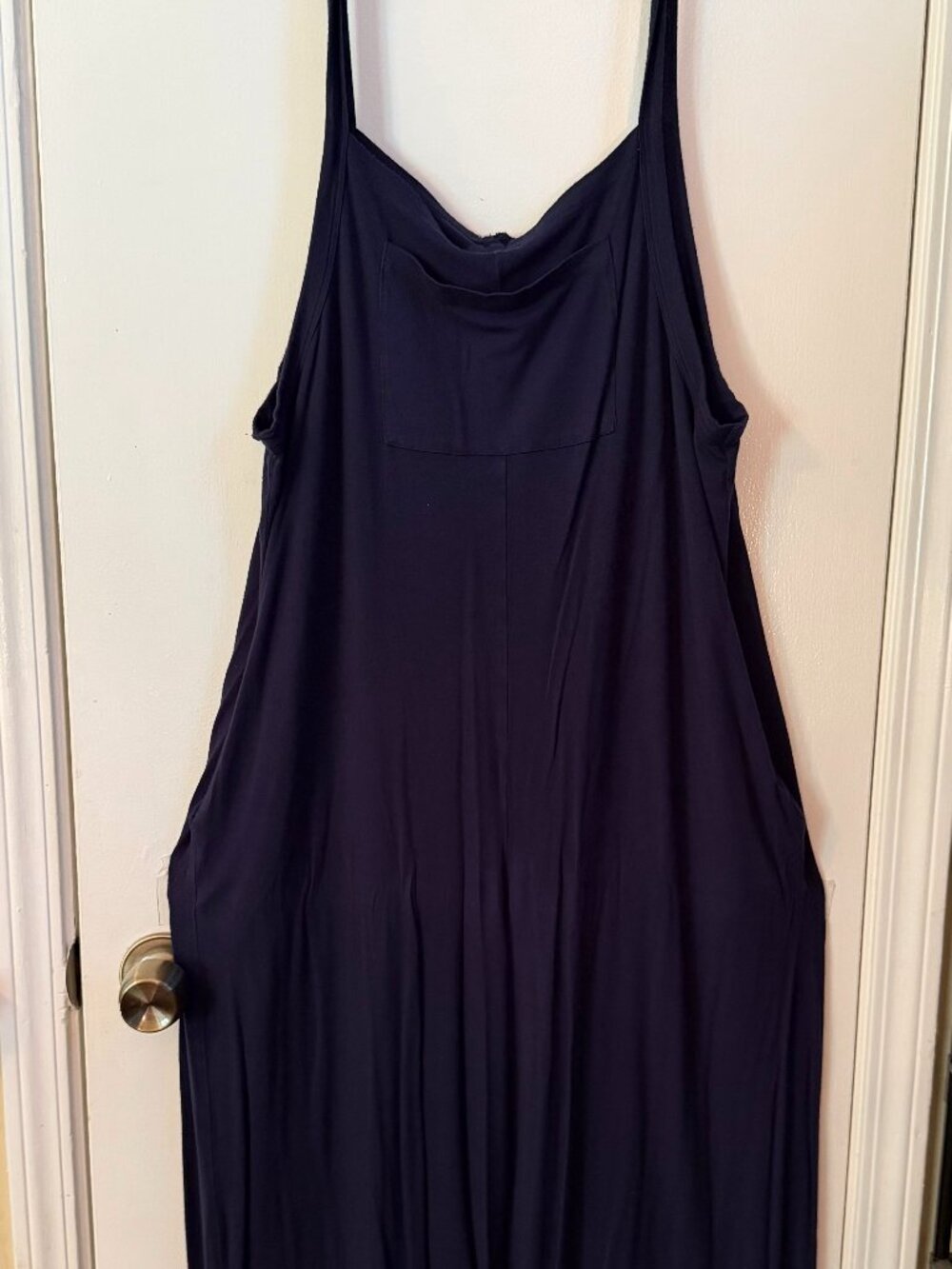 Elloh Navy Blue Wide Leg Jumpsuit Sleeveless Pocketed Lounge Romper